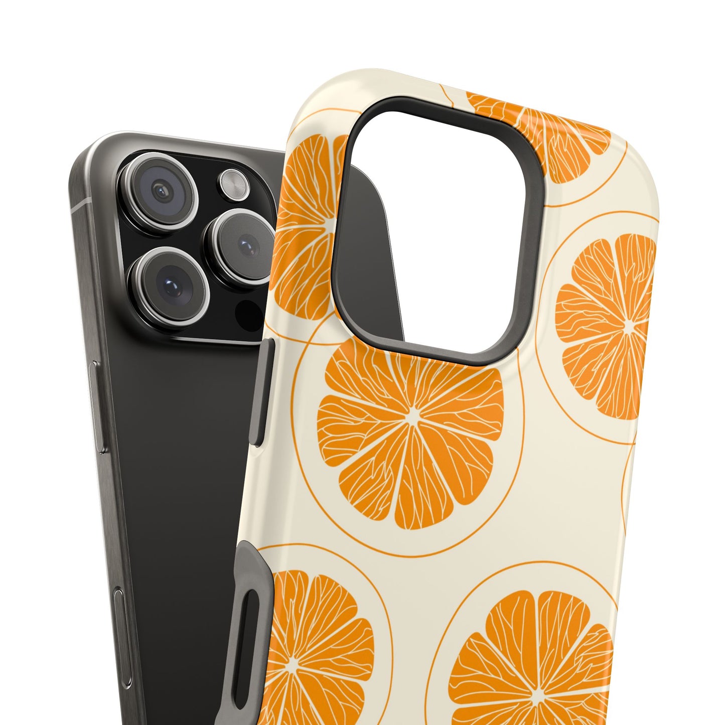 Citrus Burst Pattern Tough MagSafe iPhone Case – Bold Orange Design, Shockproof Protection