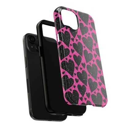 Pink Glitter Hearts iPhone Case