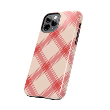 Soft Peachy Red Plaid iPhone Case