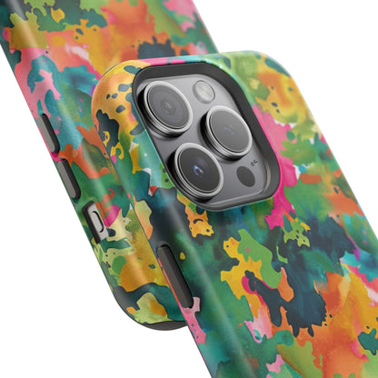 Vibrant Watercolor Splash MagSafe Case – Colorful Abstract Design with MagSafe Compatibility