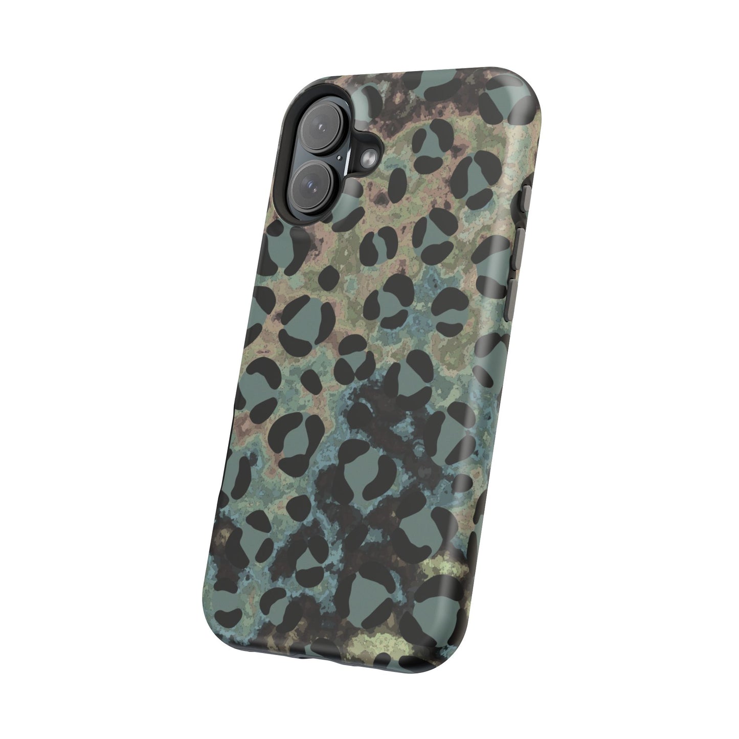 Moody Watercolor Leopard Print Tough MagSafe iPhone Case – Earthy Abstract Pattern with Dual-Layer Protection