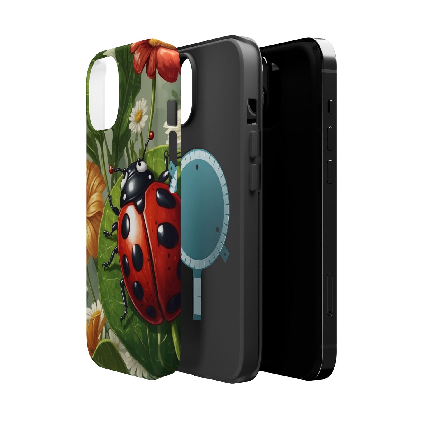 Ladybug Garden MagSafe iPhone Case – Whimsical Floral Design