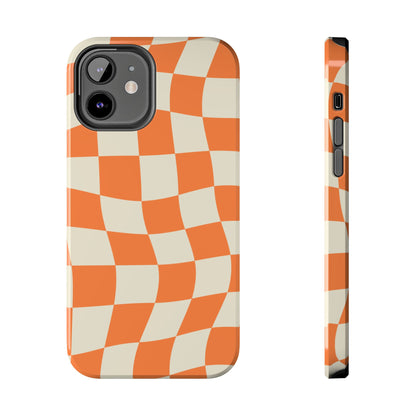 Wavy Retro Checkerboard iPhone Case – Shockproof, Matte Finish, Dual-Layer Protection