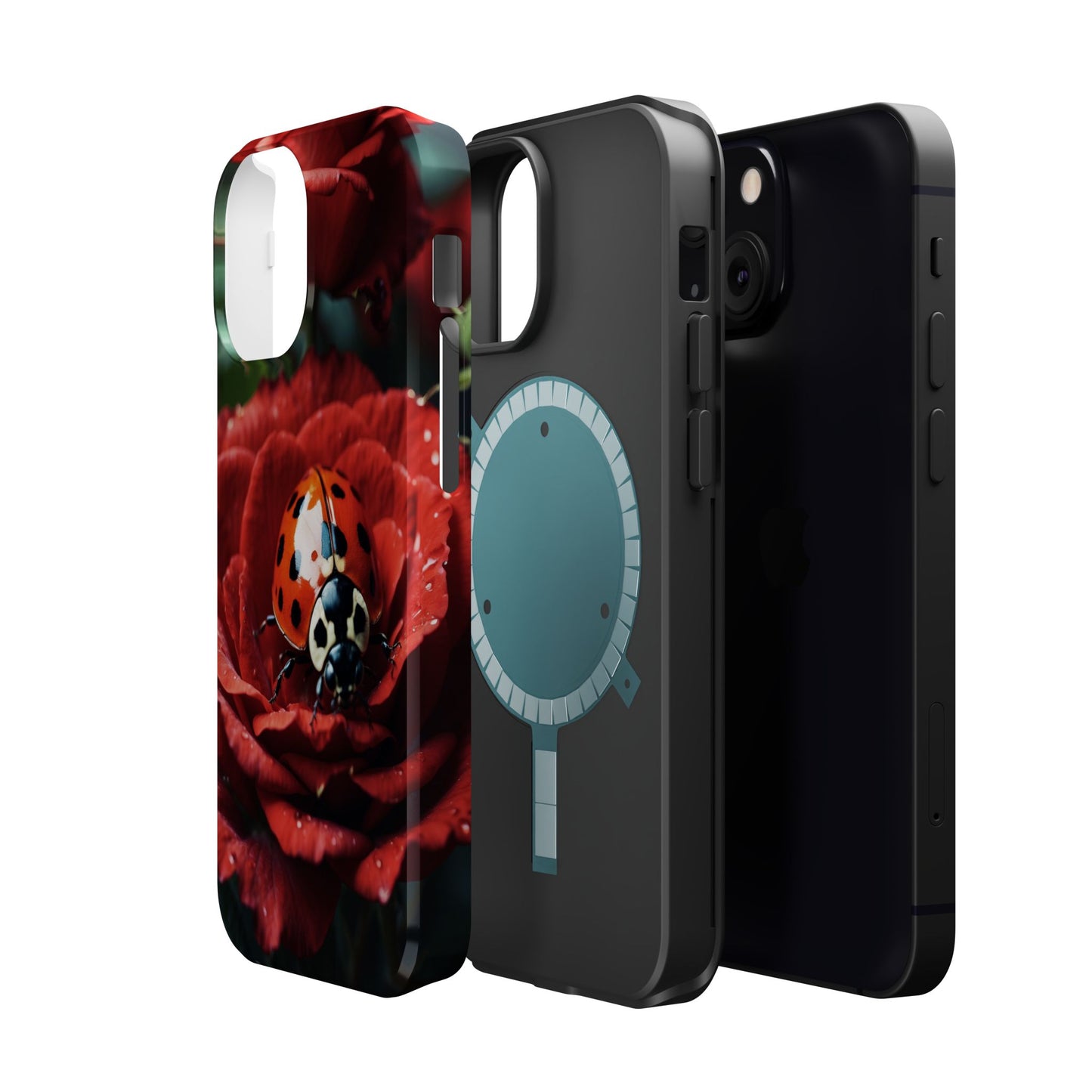 Elegant Rose & Ladybug Charm - MagSafe iPhone Case