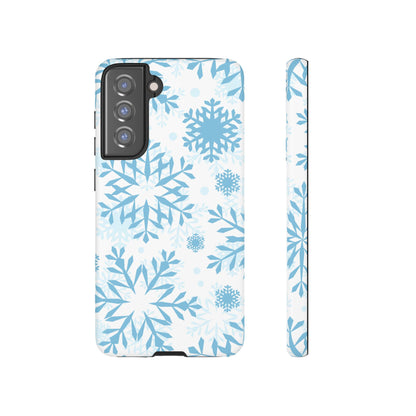 Frosty Blue Snowflakes Samsung Galaxy Case – Shockproof, Smooth Matte Finish, Dual-Layer Design