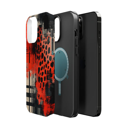 MagSafe iPhone Case: Cheetah Plaid – Red & Black Pattern