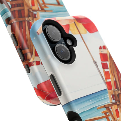 Beach Bliss MagSafe iPhone Series Case – Relaxing Seaside Chair and Umbrella Design