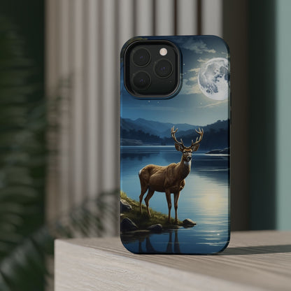 Moonlit Elegance: Stag by the Lake – MagSafe iPhone Case