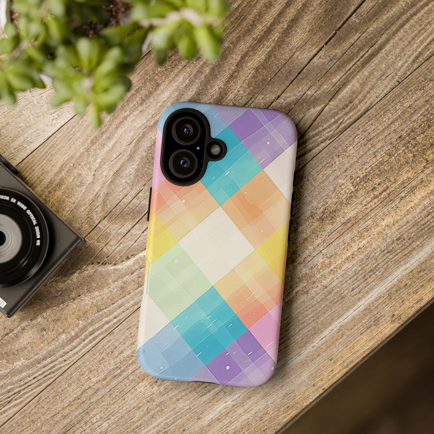 Pastel Plaid Watercolor iPhone Case