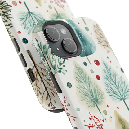 Watercolor Winter Trees MagSafe iPhone Case – Nature-Inspired, Holiday Theme Protective Cover