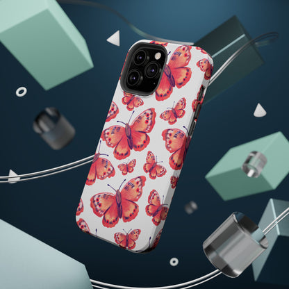 Coral Butterfly MagSafe iPhone Case – Slim, Protective Design with Bold Watercolor Print