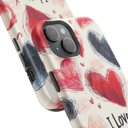 Brushstroke Hearts of Love "I Love You" - MagSafe Compatible Case