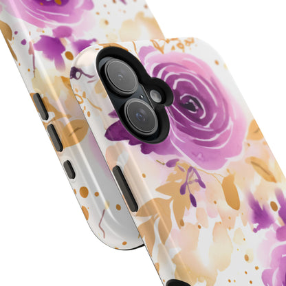 Soft Purple & Gold Floral Splash - MagSafe iPhone Series Case