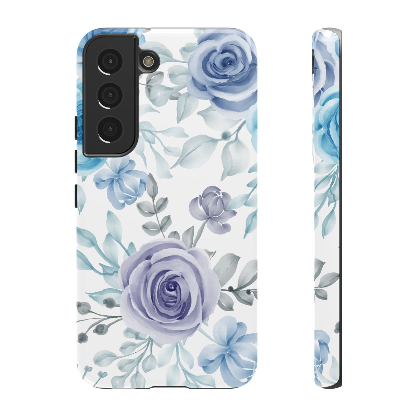 Elegant Blue & Violet Roses Samsung Galaxy Case – Artistic Floral Design for Stylish Protection