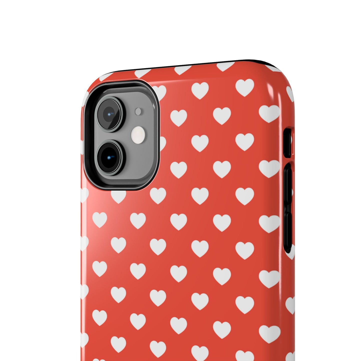 White Hearts on Red iPhone Case