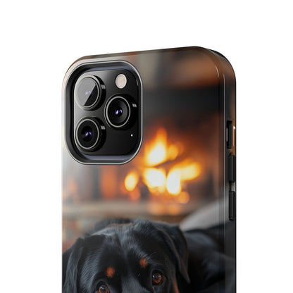 Warm Rottweiler by the Fireplace Samsung Galaxy Case – Rustic Charm for Dog Lovers