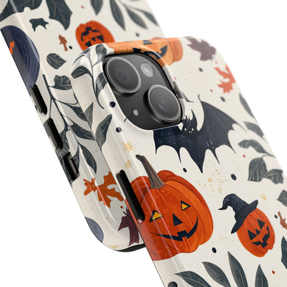 Spooky Halloween iPhone Case – Pumpkins, Bats, and Spider Design