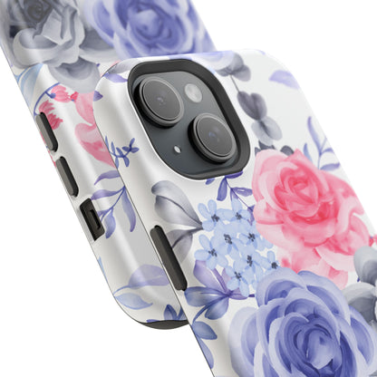 Elegant Blue Floral Watercolor Design – MagSafe iPhone Case