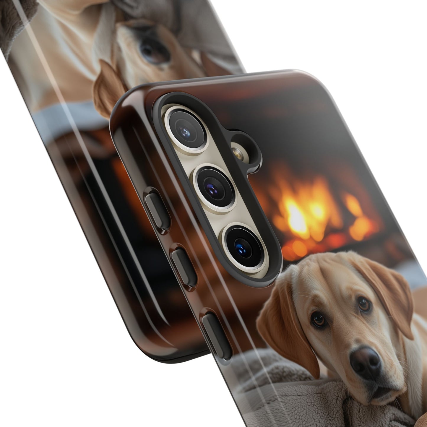 Cozy Golden Retriever by the Fireplace - Samsung Galaxy Case