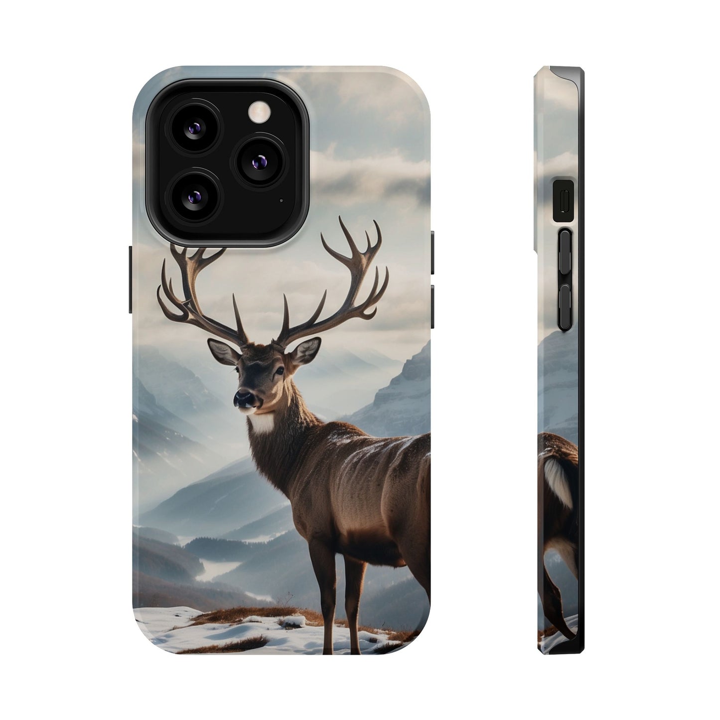 Alpine Majesty: Stag in Snow – MagSafe iPhone Case