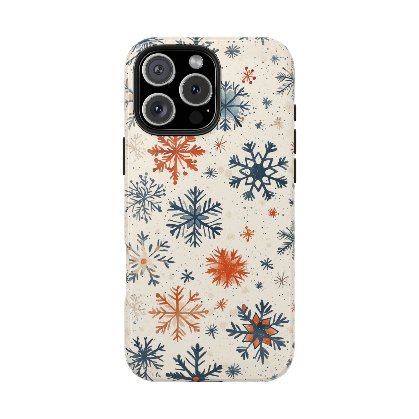 Rustic Orange and Blue Snowflake Pattern – iPhone Series Case