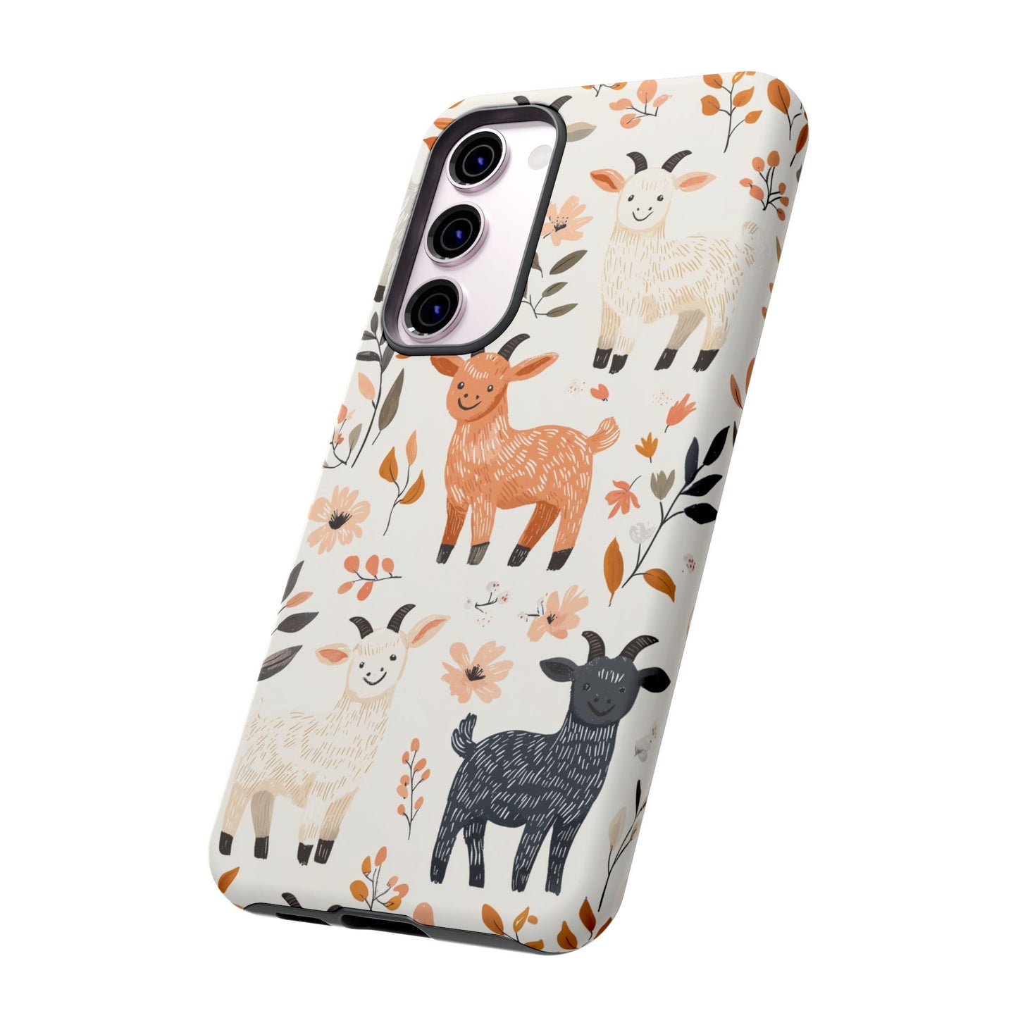 Samsung Galaxy Case: Smiley Goats & Dried Flowers – Vintage Charm