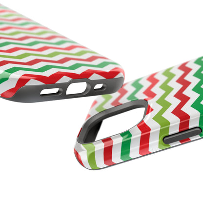 Vibrant Fiesta Chevron – Yellow Green, Green & Red Geometric MagSafe Case