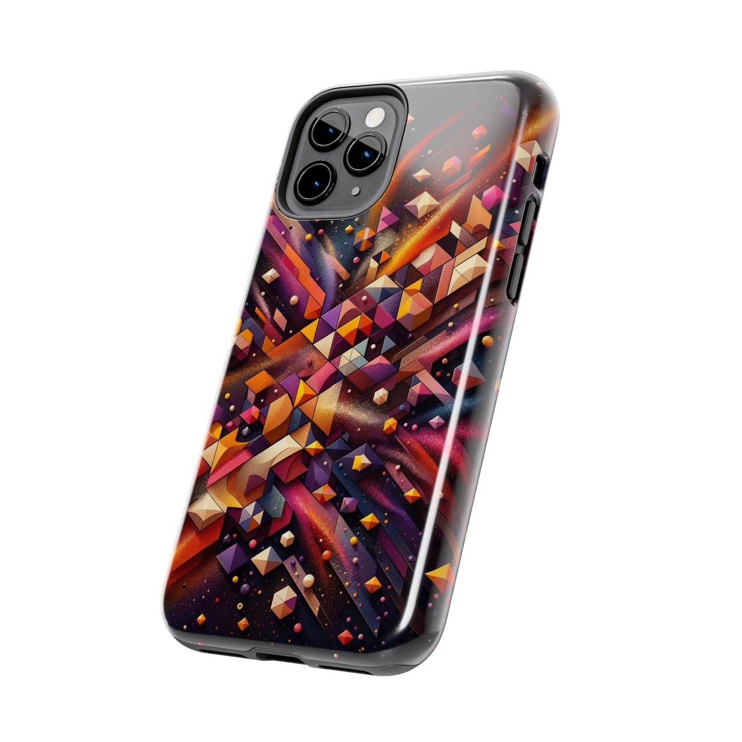 Geometric Galaxy iPhone Case - Abstract Cosmic Protective Cover - Retro Gamer