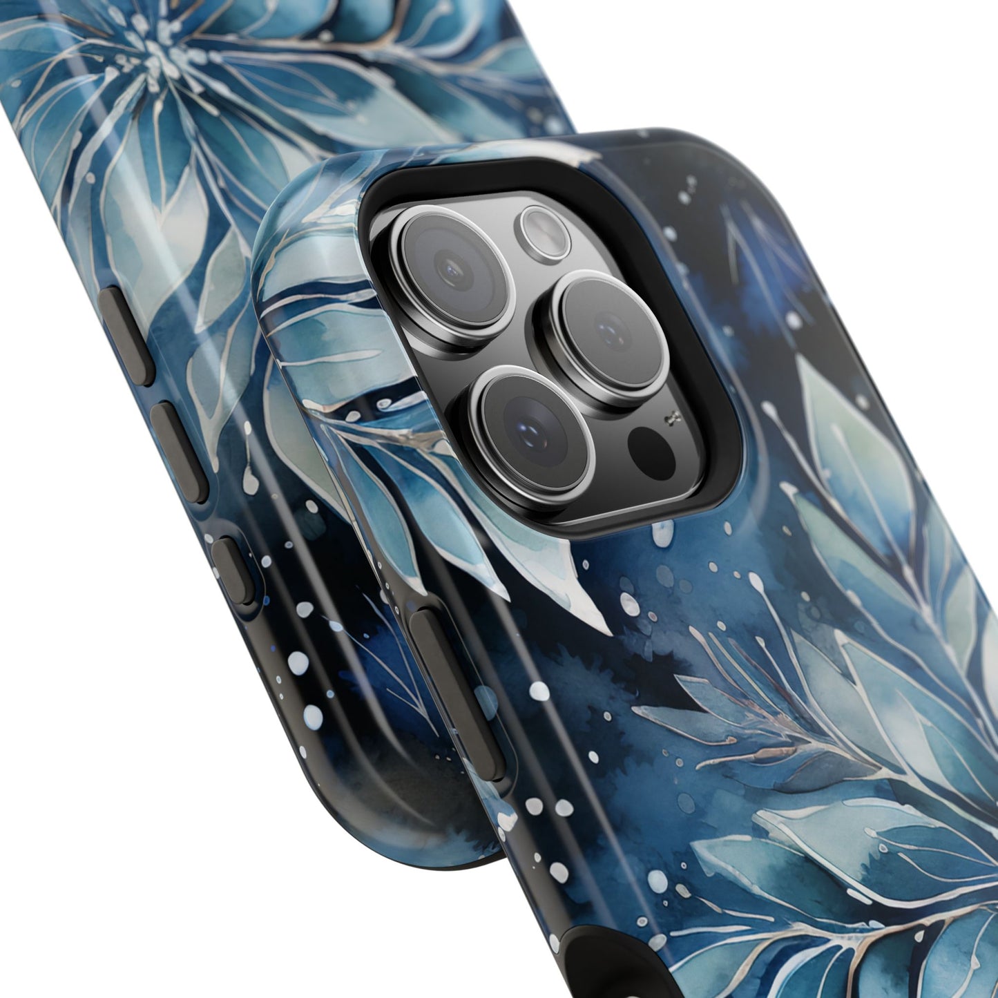 Winter’s Embrace – Blue Snowflake MagSafe iPhone Case