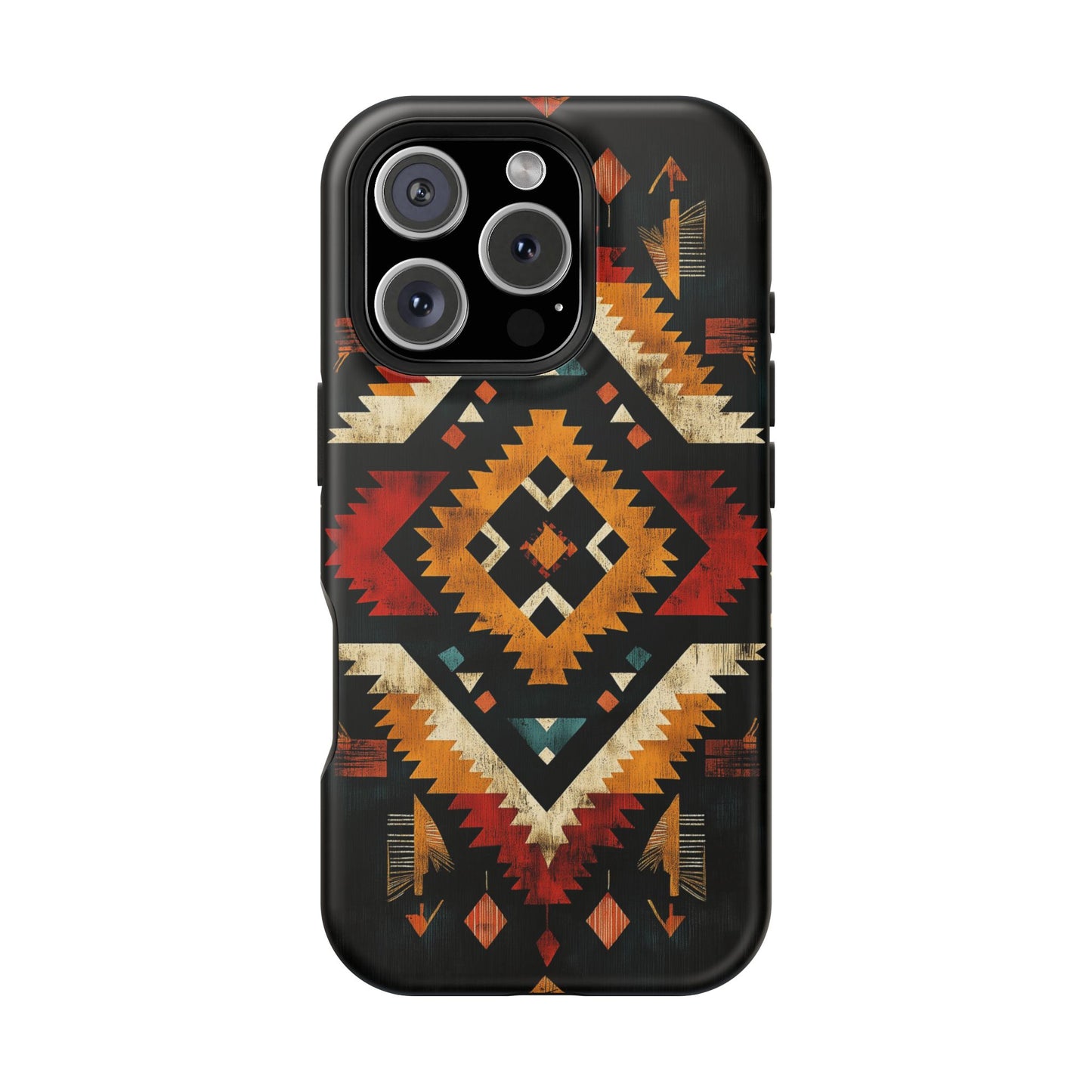 Southwestern Tribal Diamond Tough MagSafe iPhone Case – Bold Geometric Pattern, Dual-Layer Protection