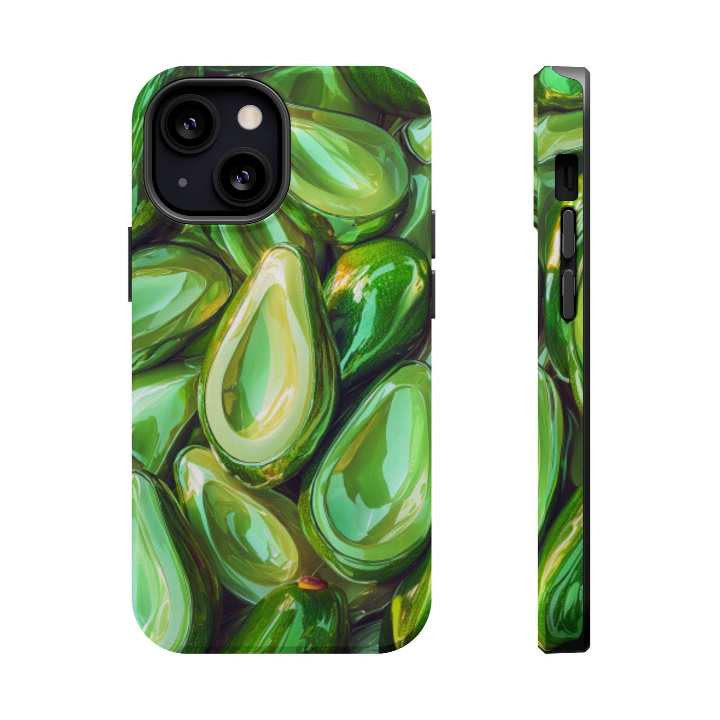 Glossy Avocado MagSafe iPhone Case – Sleek Green 3D Fruit Design, Durable and Stylish