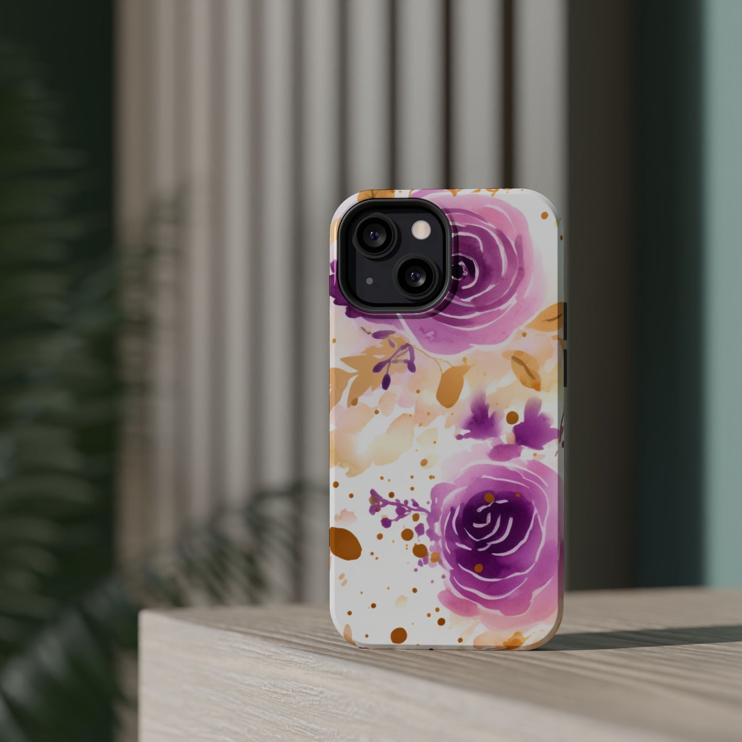 Soft Purple & Gold Floral Splash - MagSafe iPhone Series Case