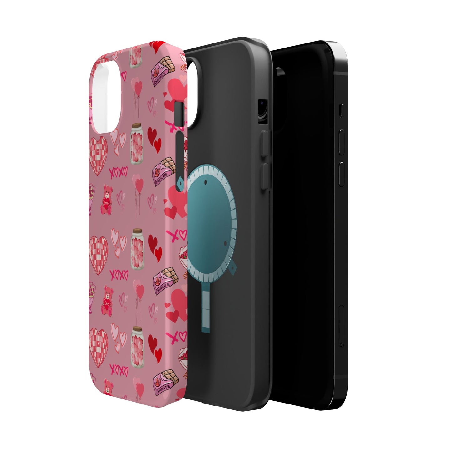 Pink Valentine Love Collage – MagSafe-Compatible iPhone Case