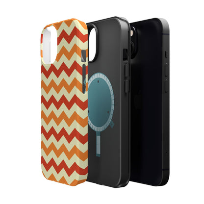 Warm Sunset Chevron – Orange, Red & Cream Geometric MagSafe iPhone Case