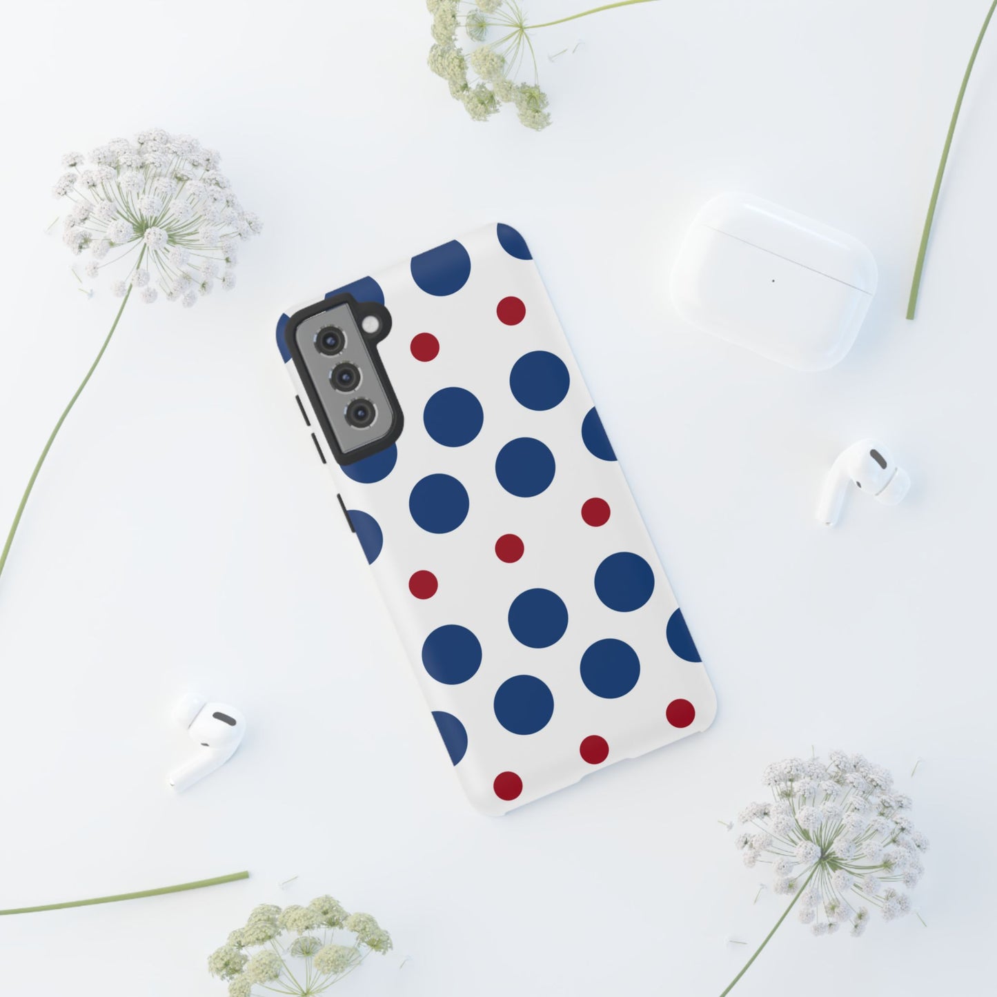 Bold Navy & Red Polka Dot Pattern – Samsung Galaxy Case