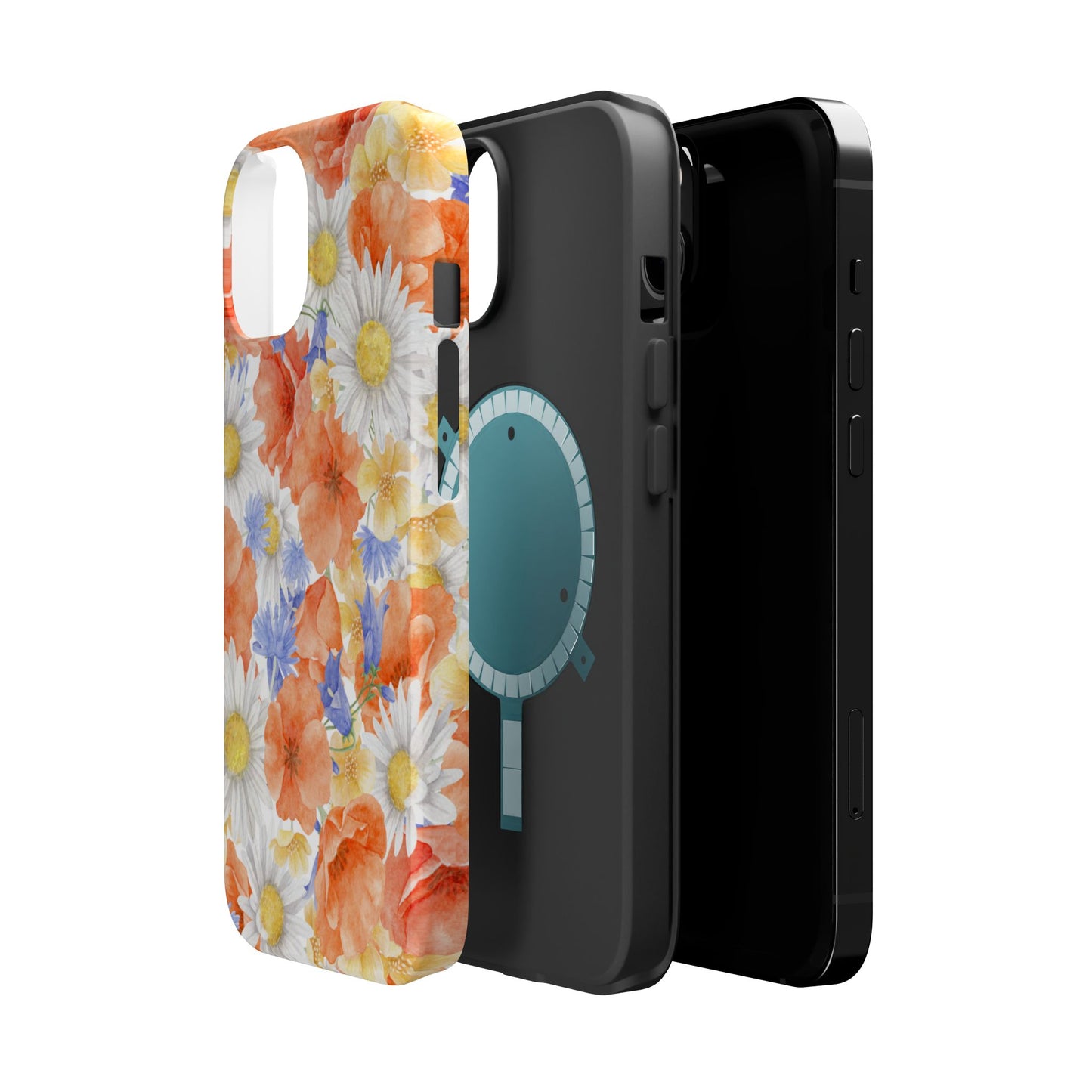 Watercolor Wildflower Pattern MagSafe iPhone Case – Durable Matte Finish with Daisy, Poppy & Cornflower Design