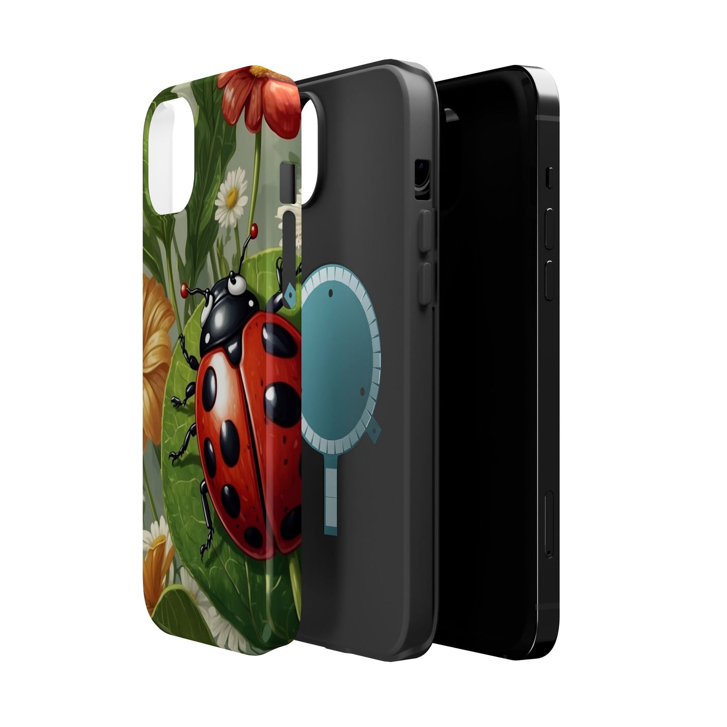 Ladybug Garden MagSafe iPhone Case – Whimsical Floral Design