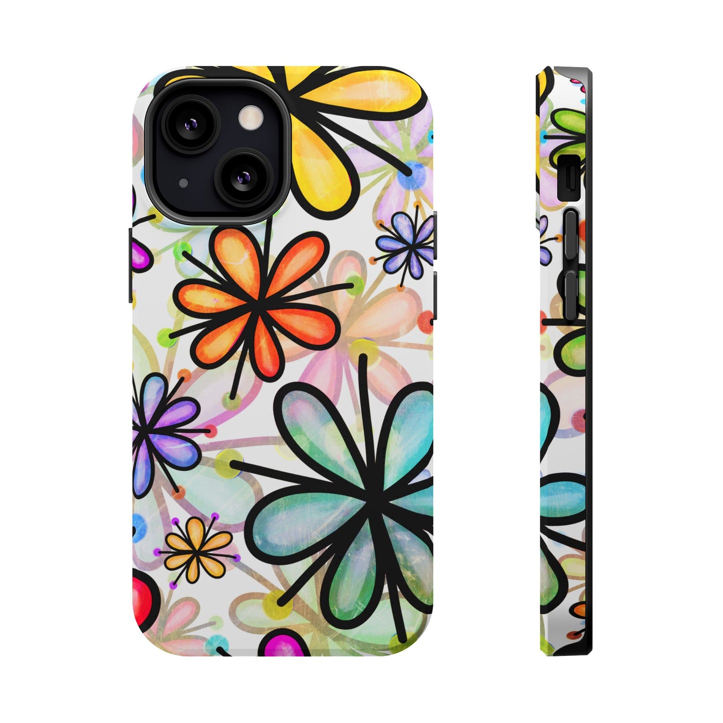 Retro Floral Pop MagSafe iPhone Case – Ultra-Slim Design, High-Gloss Finish