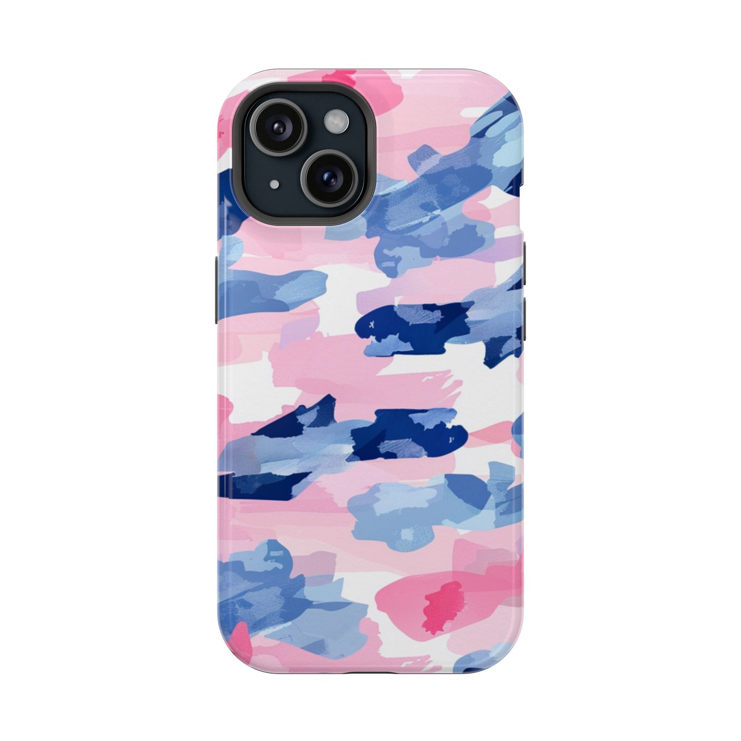 MagSafe Case: Dynamic Pink & Navy Brushstroke Art