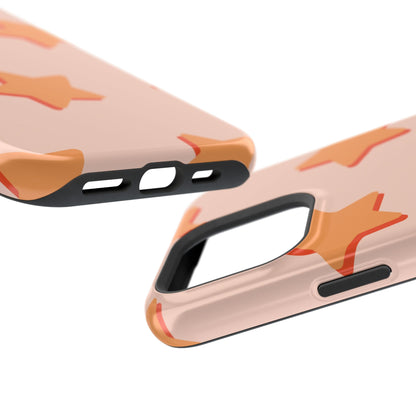 Retro Orange Stars MagSafe iPhone Case – Shock-Resistant, Smooth Matte Finish, Dual-Layer Design