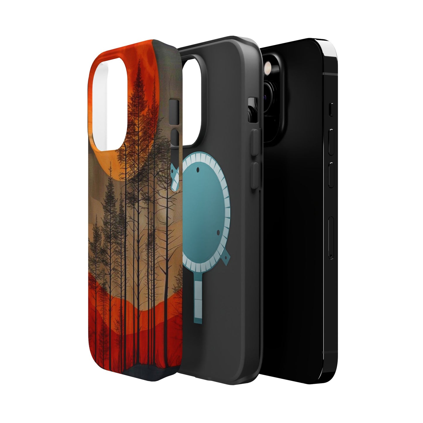 Moody Forest Moonrise MagSafe iPhone Case – Dark Landscape Design, Dual-Layer Protection