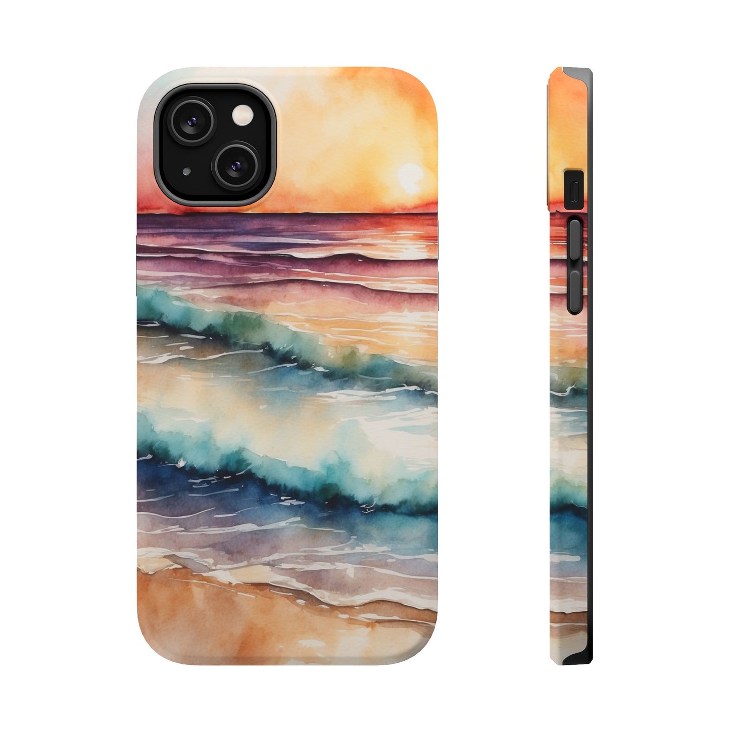 Sunset Waves MagSafe iPhone Case – Vibrant Watercolor Design