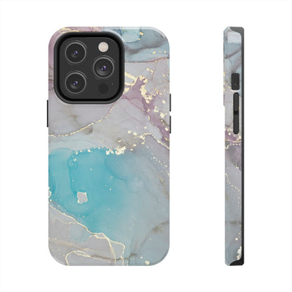 Sky Blue & Purple Marble Wave – iPhone Case with Fluid Swirl Pattern