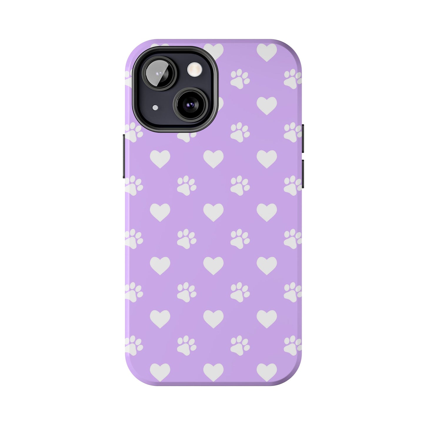 Lilac Paw Prints & Hearts – iPhone Case