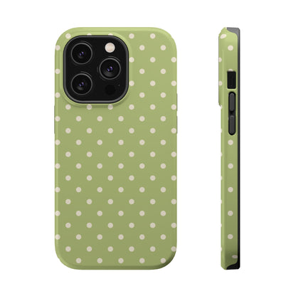 Sage Green Polka Dots – MagSafe iPhone Case