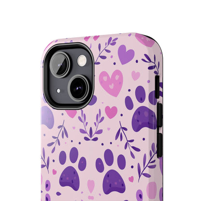 Pastel Paw Print iPhone Case - Cute Pet-Themed Floral Protective Cover