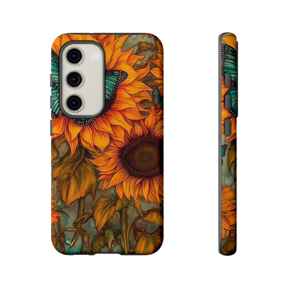 Vintage Blue Butterfly & Sunflower Art – Samsung Galaxy Case