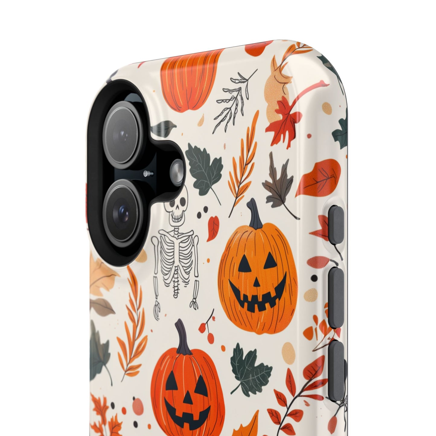 Halloween Pumpkin & Skeleton MagSafe iPhone Case – Spooky Autumn Design