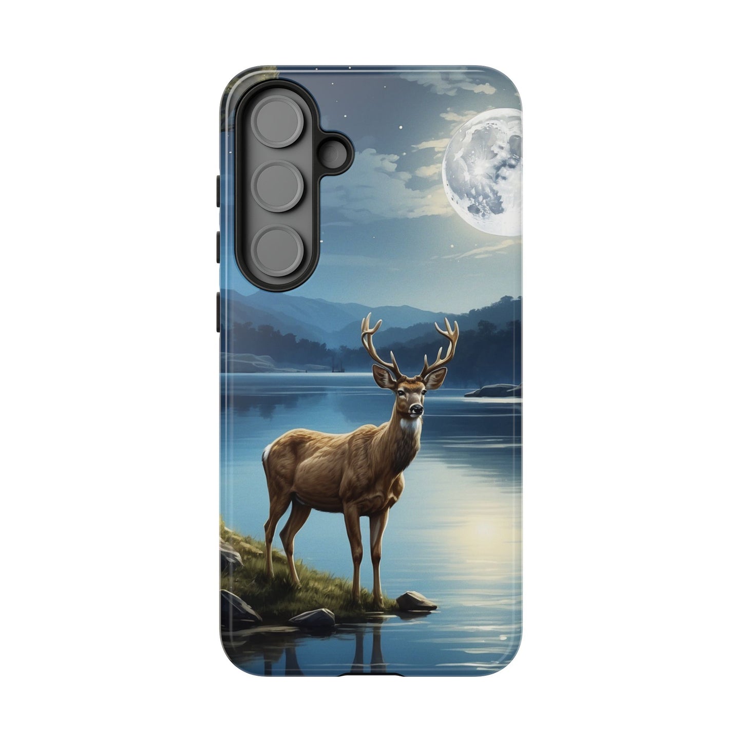 Moonlit Elegance: Stag by the Lake – Samsung Galaxy Case