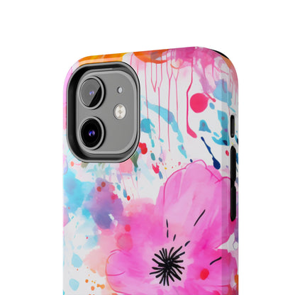 Color Splash Pink & Orange Watercolor Floral - iPhone Case